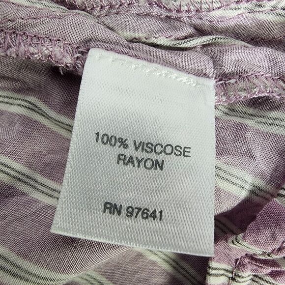 J Jill Womens Top Blouse Medium Purple Striped Long Sleeve Button Shirt Viscose - Picture 8 of 9